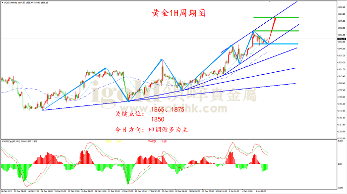 2023年1月5日黄金走势图 2023年1月5日黄金走势图