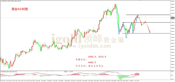 2026年01月06日黄金走势图 2026年01月06日黄金走势图