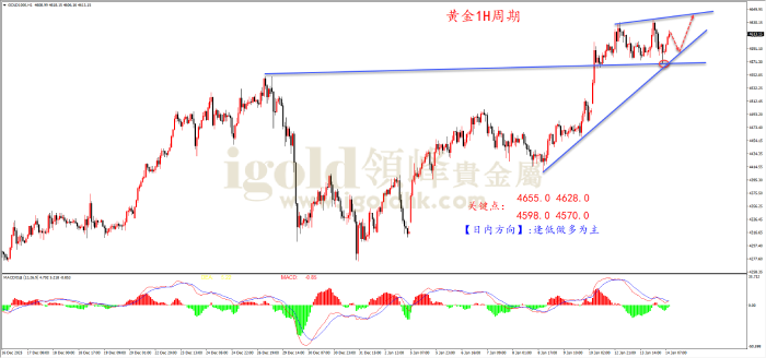 2026年01月14日黄金走势图 2026年01月14日黄金走势图